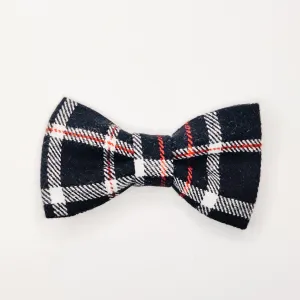 Black Plaid Woven Dog & Cat Bow Tie/ Collar Flower Charlotte's Pet