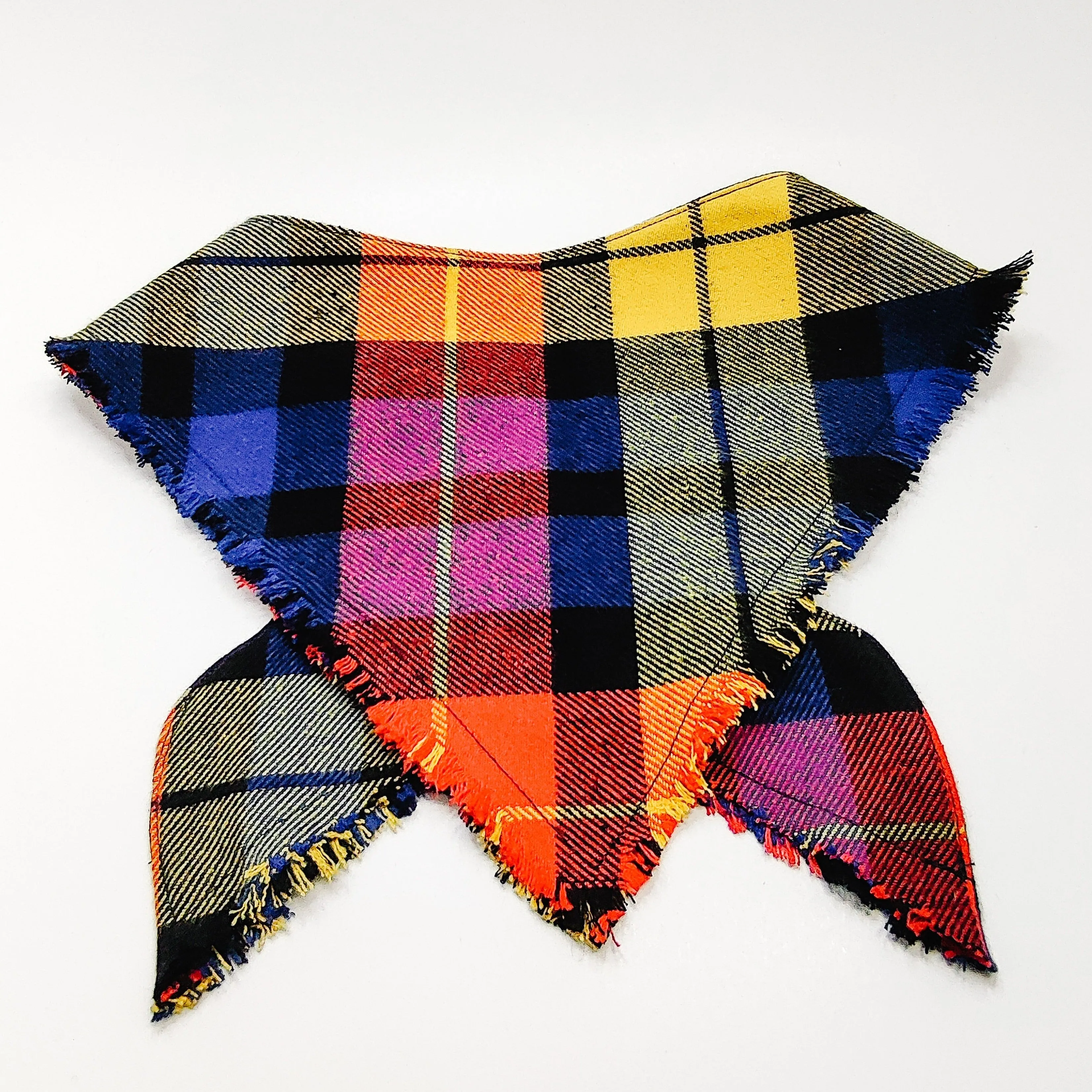 Black Rainbow Plaid Fringe Bandana Charlotte's Pet