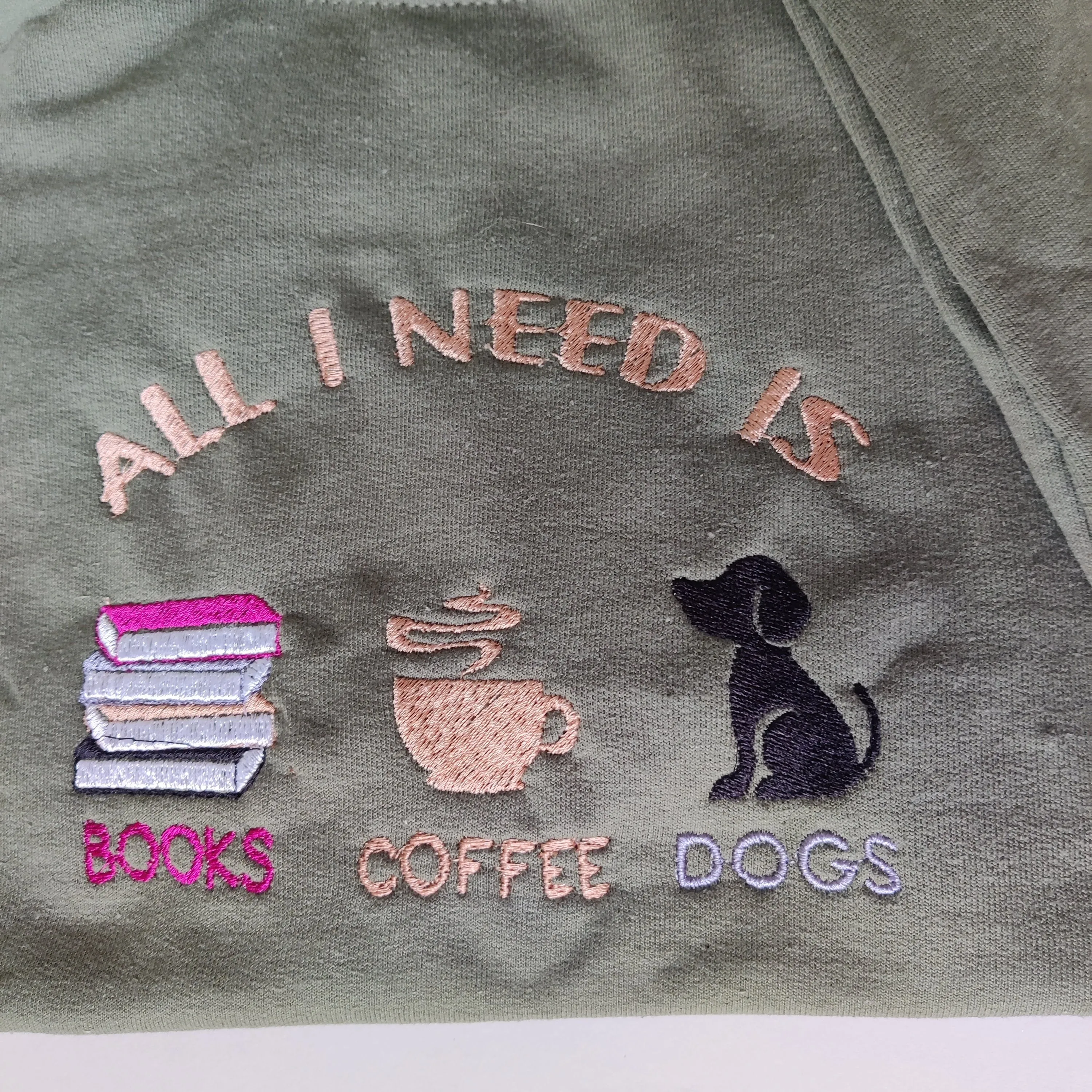 Books Coffee Embroidered Crewneck Sweatshirt Charlotte's Pet