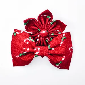 Candy Cane Crinkle Dog & Cat Bow Tie/ Collar Flower Charlotte's Pet