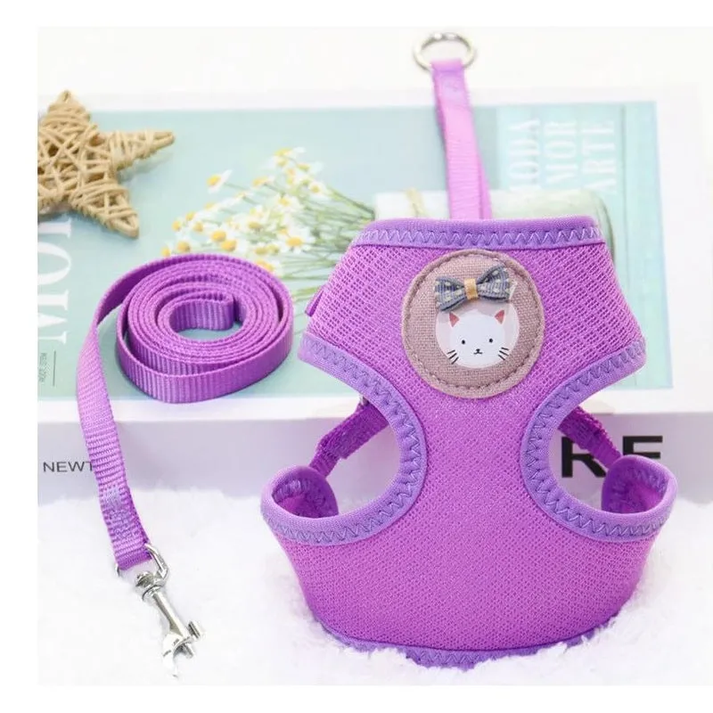 Candy Color Cartoon Bear Nylon Mesh Cat Pull Chest Pets Qatar