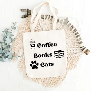 Coffee, Books, Cats Tote Bag Charlotte's Pet