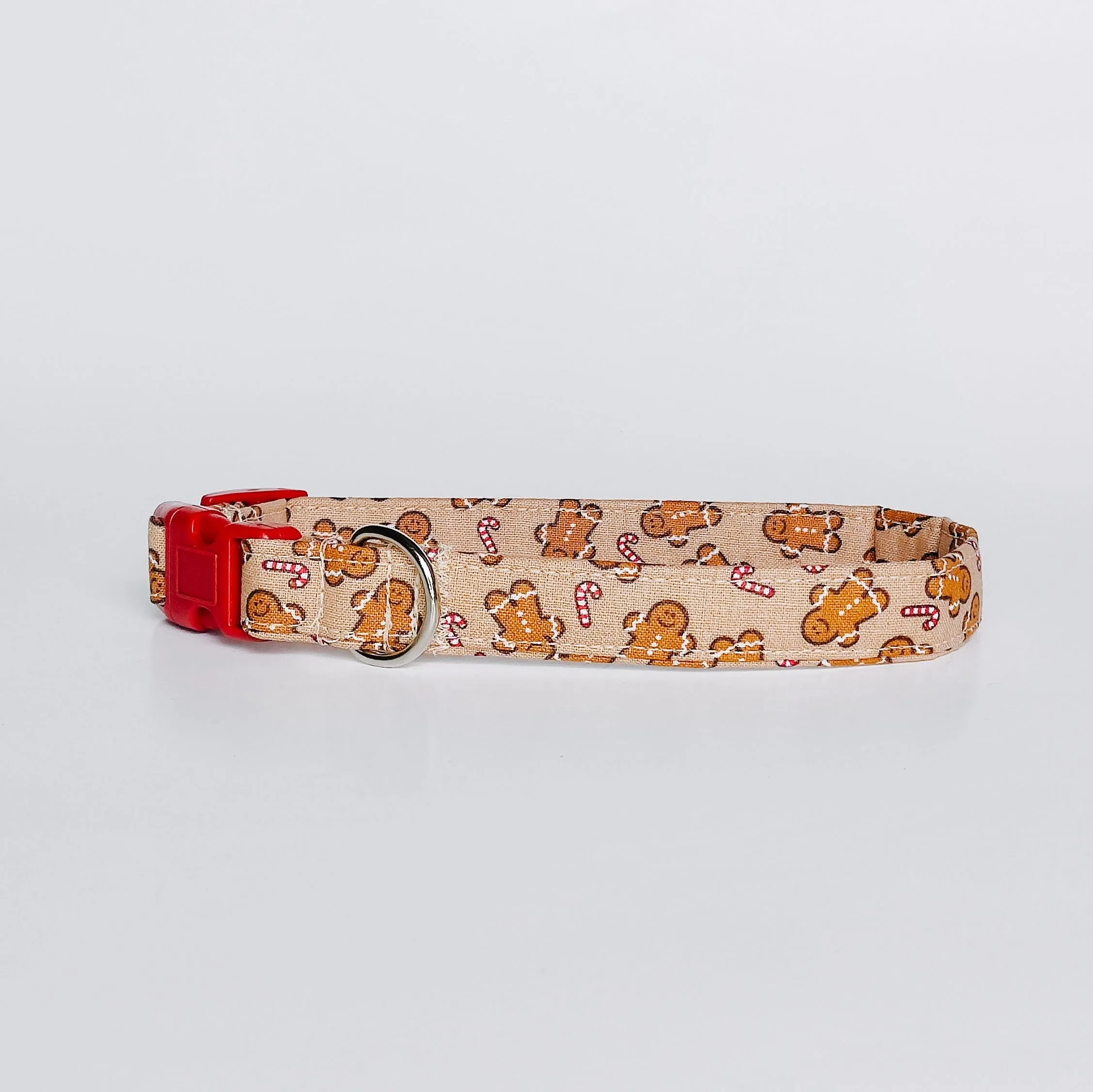 Gingerbread Man on Tan Dog Collar/ Cat Collar Charlotte's Pet
