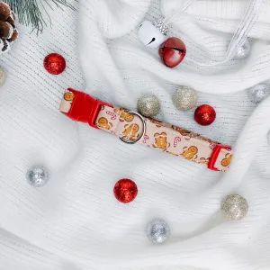 Gingerbread Man on Tan Dog Collar/ Cat Collar Charlotte's Pet