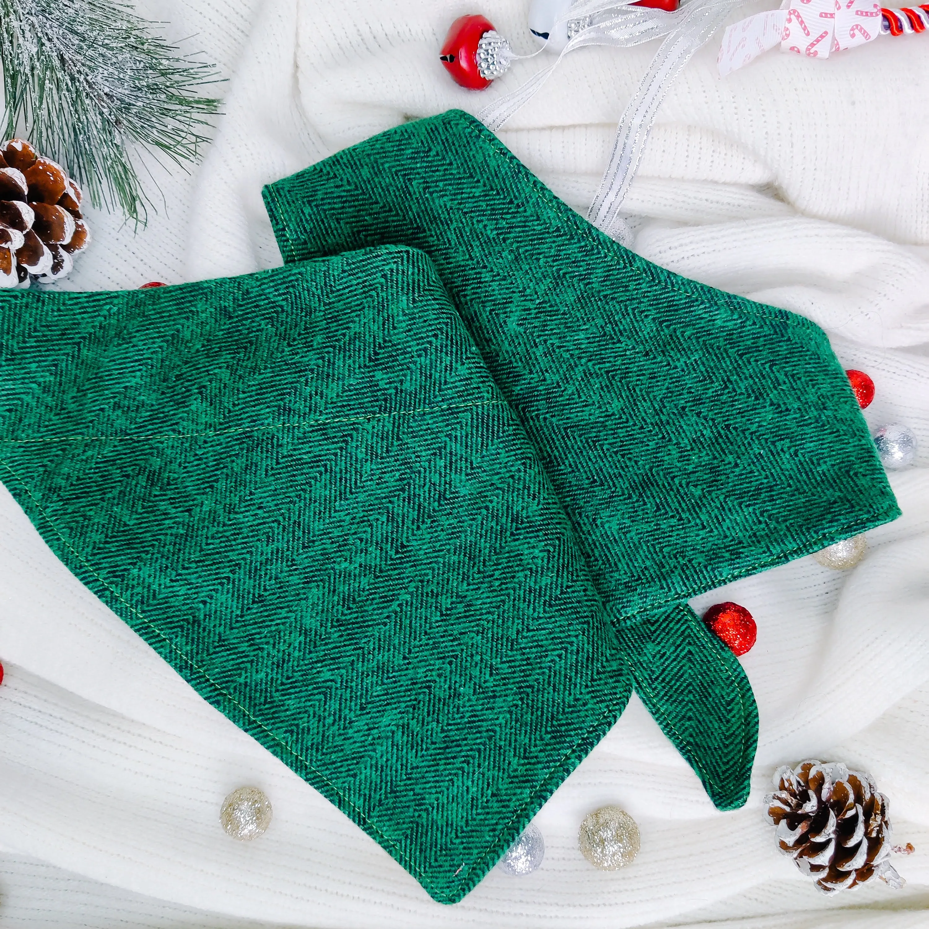 Green Woven Dog Bandana & Cat Bandana Charlotte's Pet