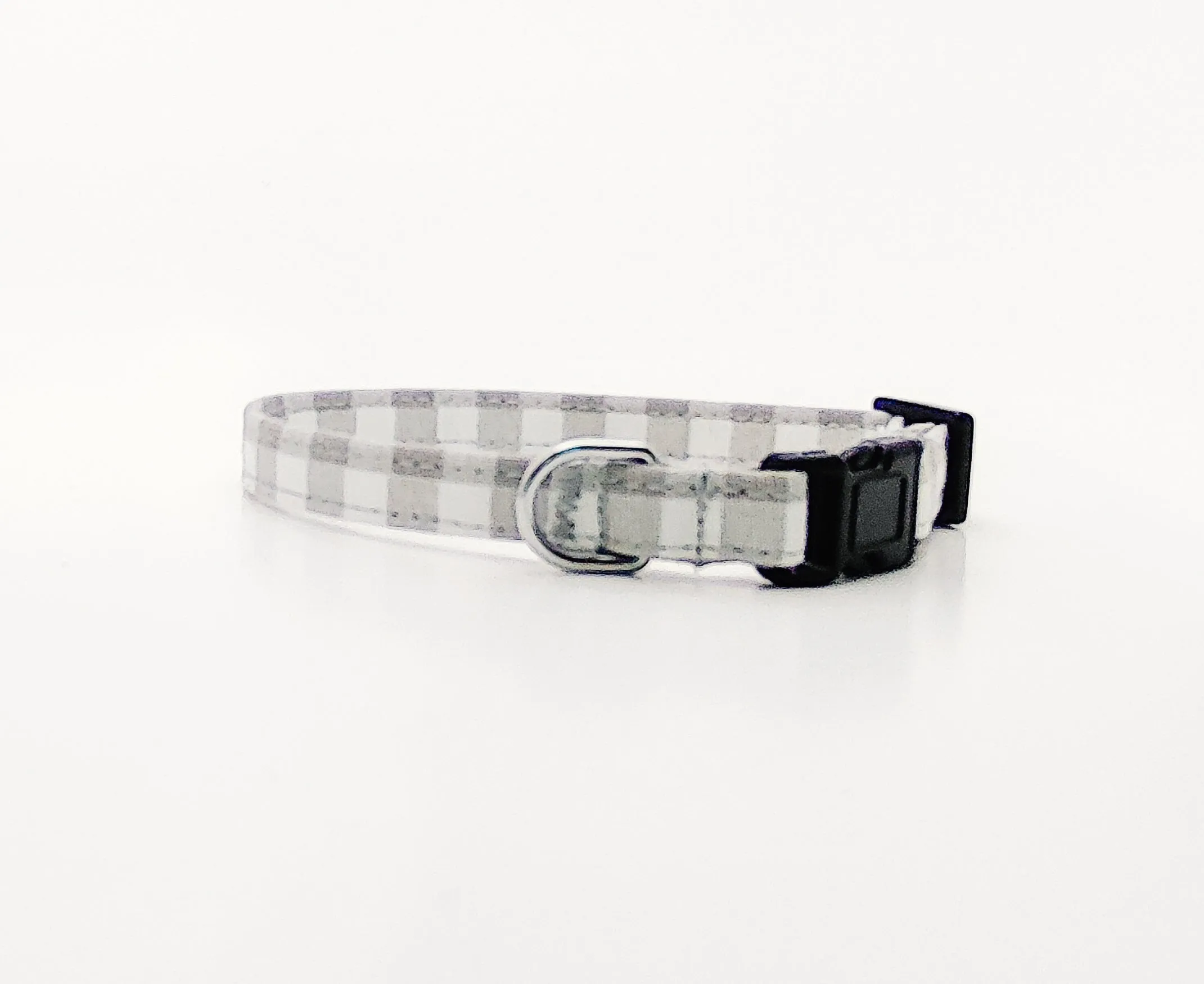 Grey Gingham Dog Collar/ Cat Collar Charlotte's Pet
