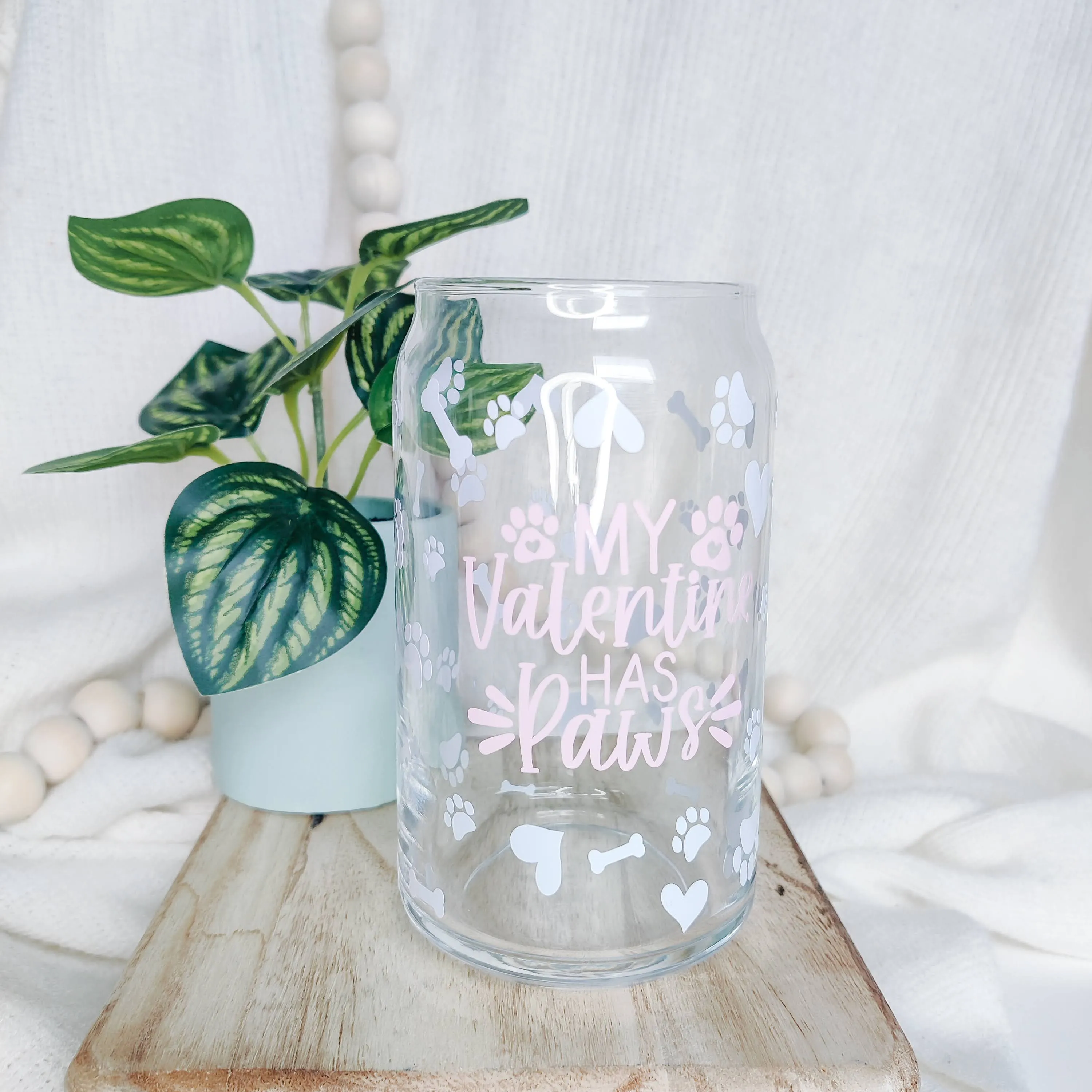 My Valentine Has Paws Can Glass Cup Charlotte's Pet