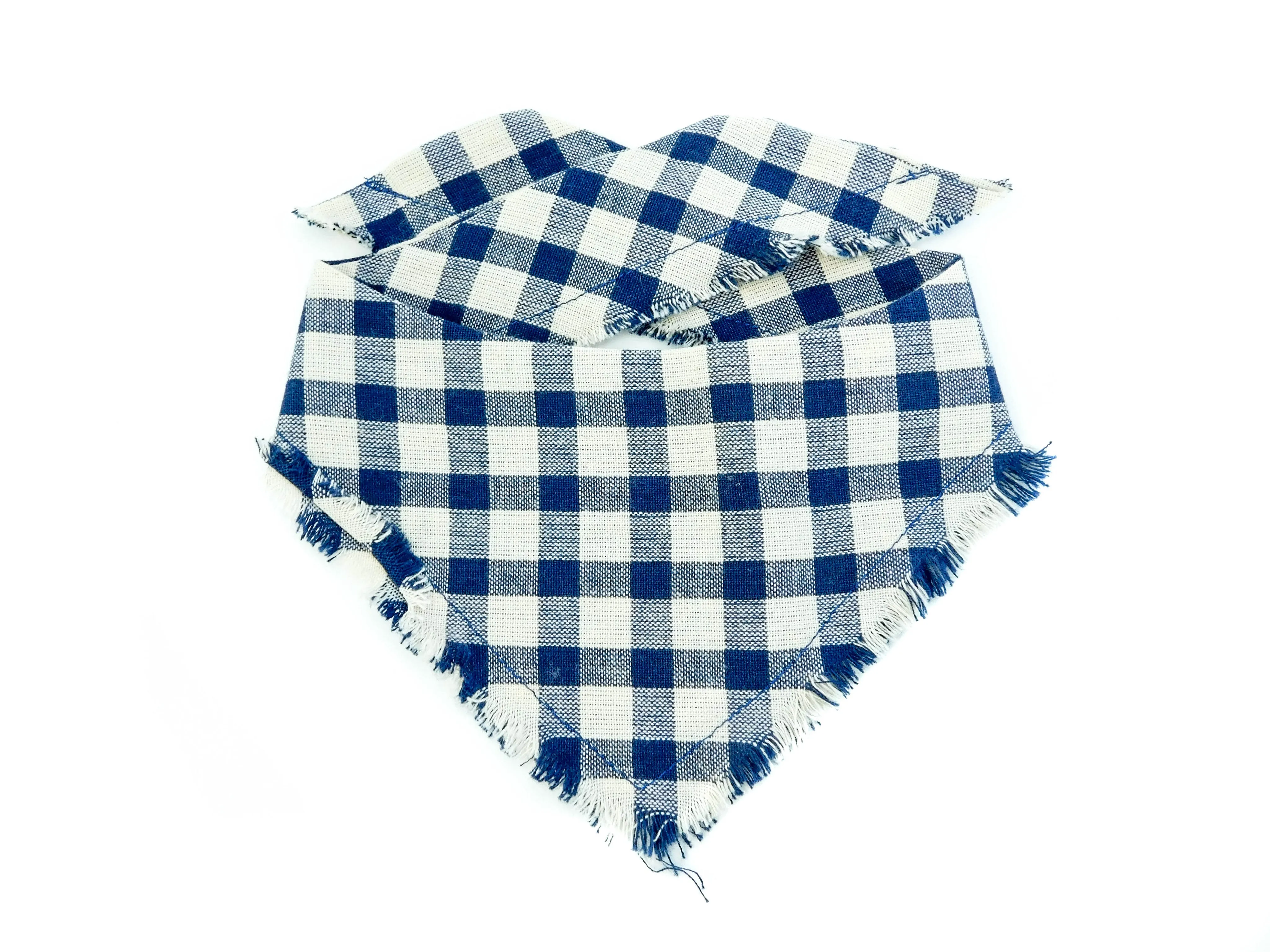 Navy Blue Checker Fringe Bandana Charlotte's Pet