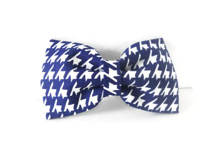 Navy Blue Houndstooth Bow Tie/Flower Charlotte's Pet