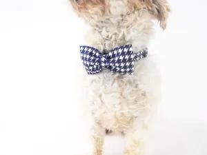 Navy Blue Houndstooth Bow Tie/Flower Charlotte's Pet