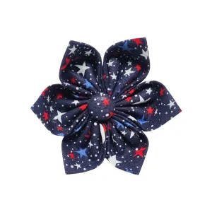 Navy Blue Stars Bow Tie/Flower Charlotte's Pet