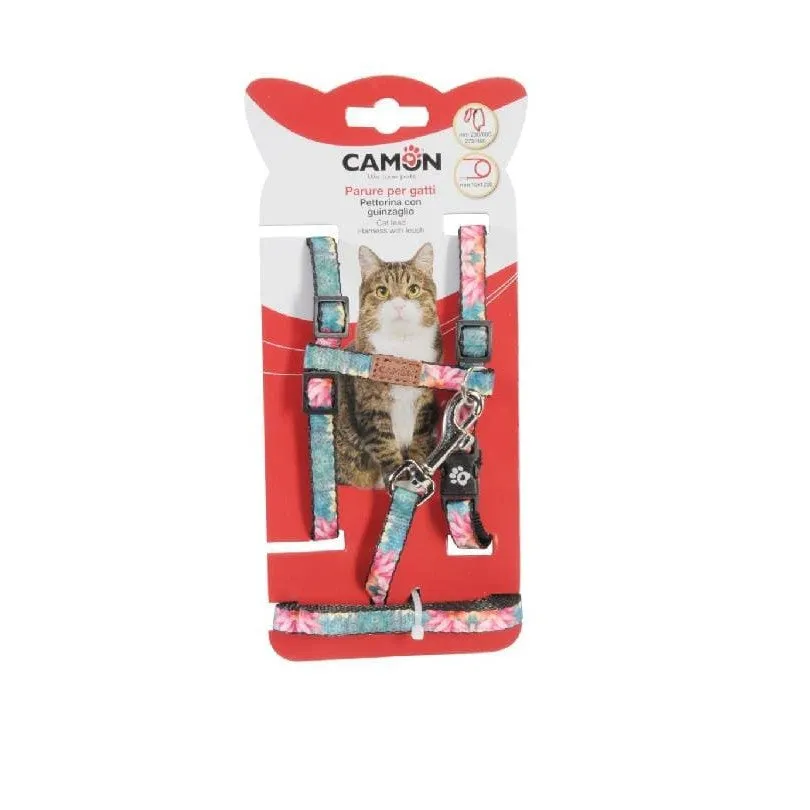 PARURE Gatto - Pettorina H reg. 10x230~600/275~460mm con Guinzaglio 10x1200mm, poliestere Pets Qatar