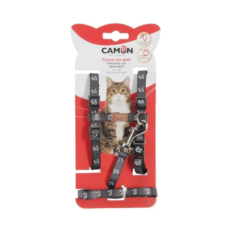 PARURE Gatto - Pettorina H reg. 10x230~600/275~460mm con Guinzaglio 10x1200mm, poliestere Pets Qatar