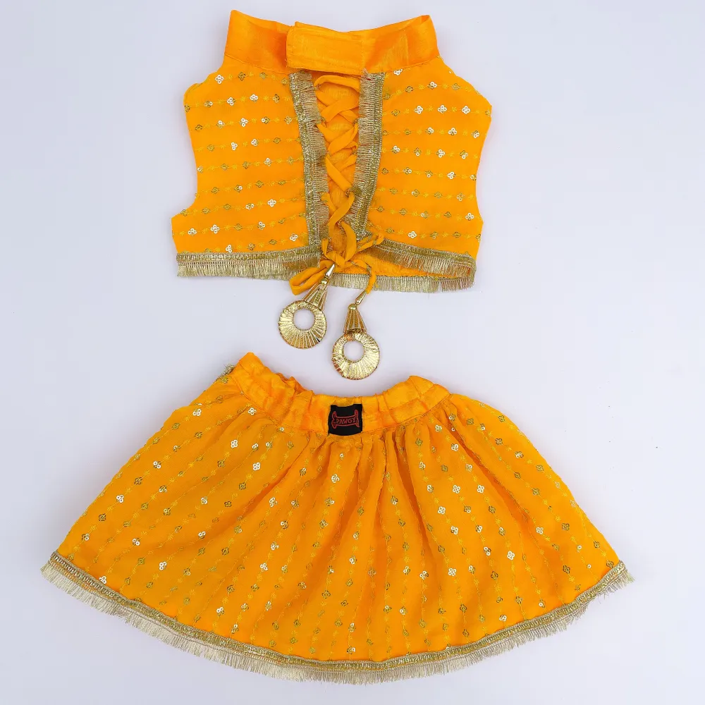 Pawgypets Festive Lehenga for Dogs and Cats (Yellow)