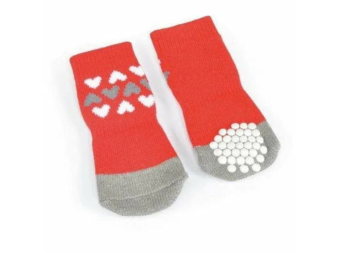 Pet socks -red- 3hearts- L - size 3 Pets Qatar