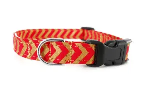 Red and Gold Chevron Collar Charlotte's Pet
