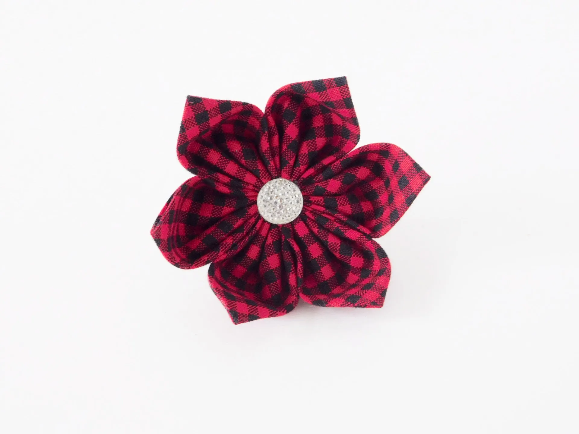 Red Buffalo Plaid Bow Tie/Flower Charlotte's Pet