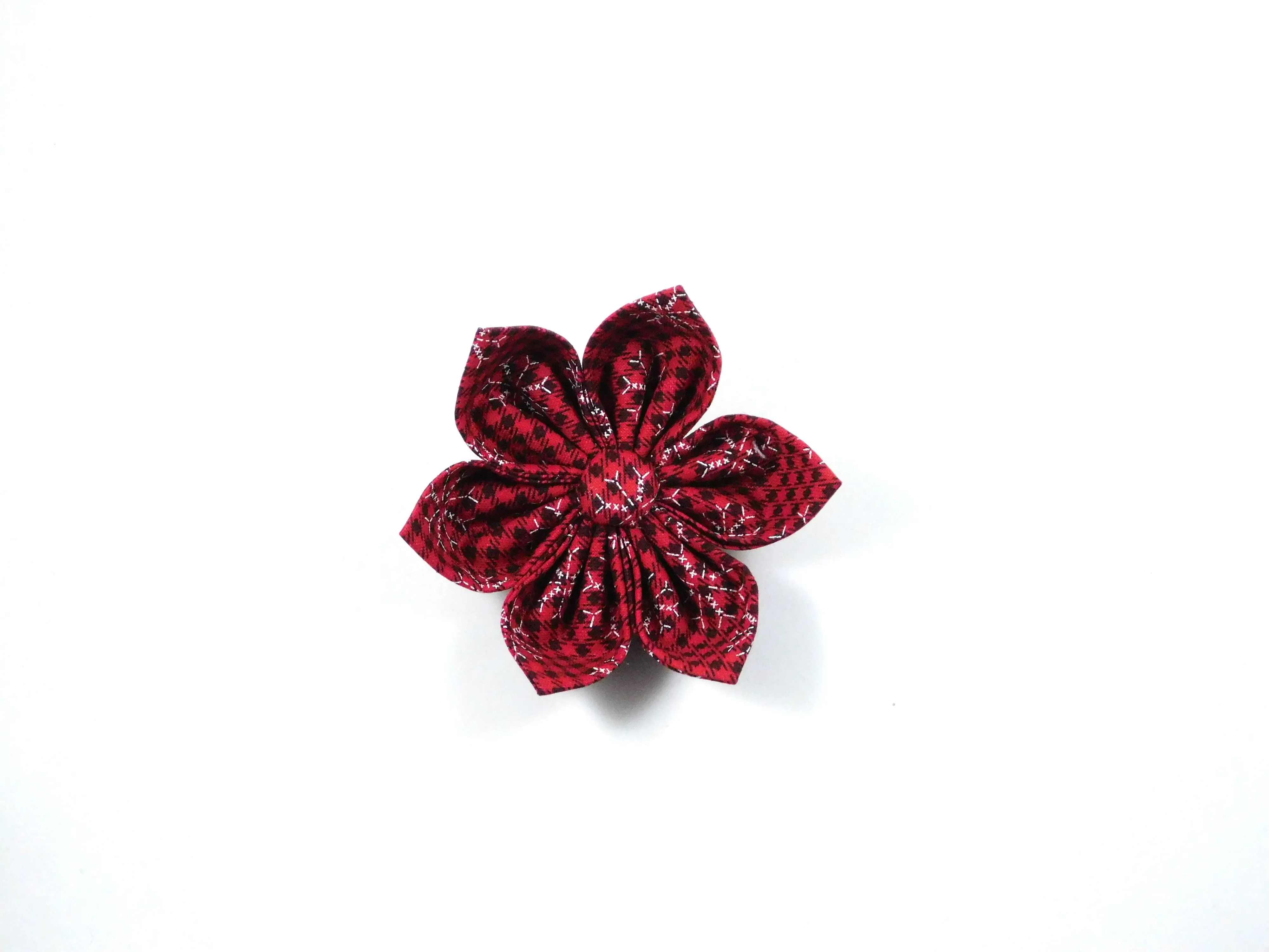 Red PLaid Snowflakes Bow Tie/ Collar Flower Charlotte's Pet