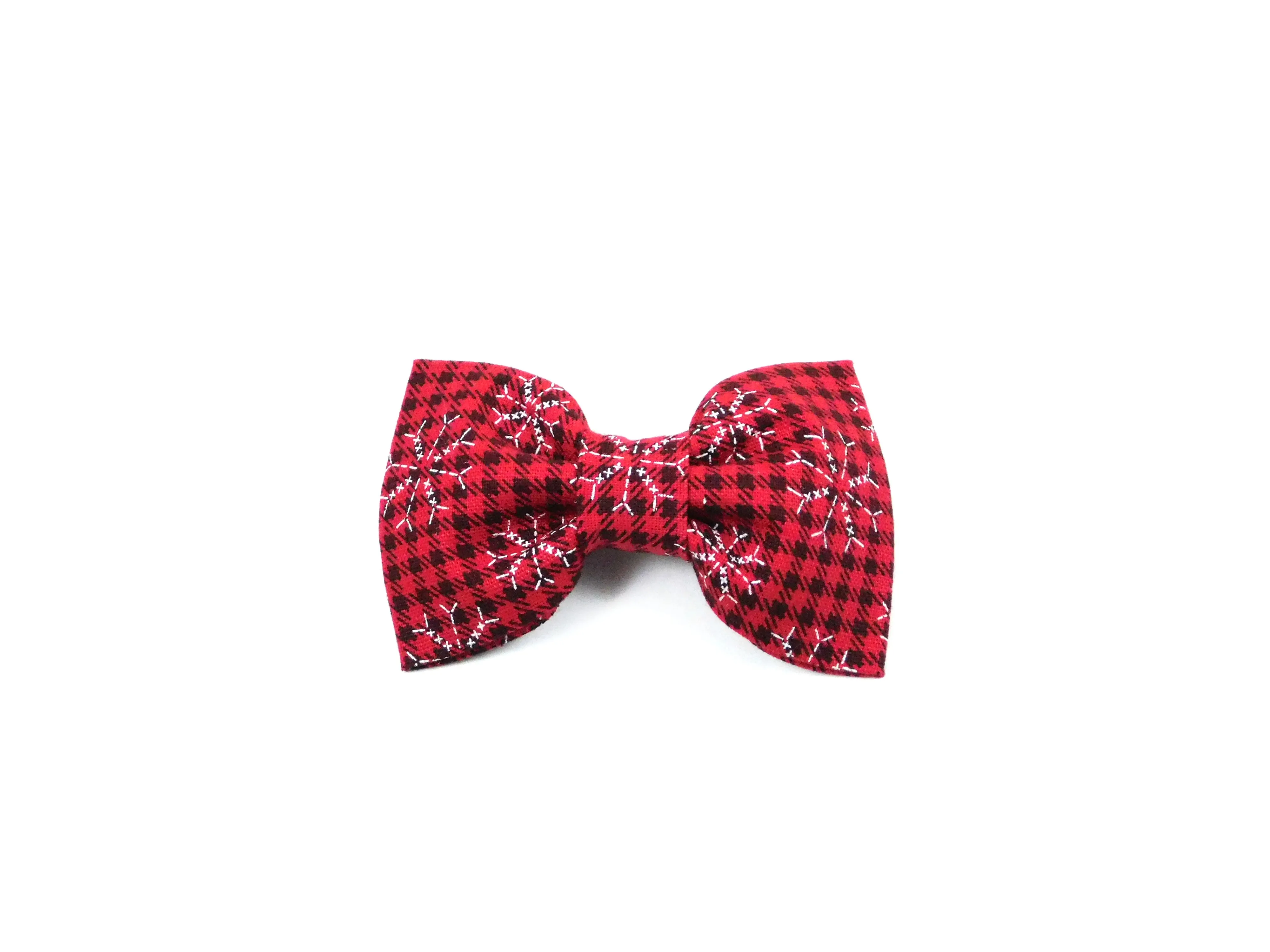Red PLaid Snowflakes Bow Tie/ Collar Flower Charlotte's Pet