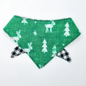 Reindeer on Green Dog Bandana & Cat Bandana Charlotte's Pet