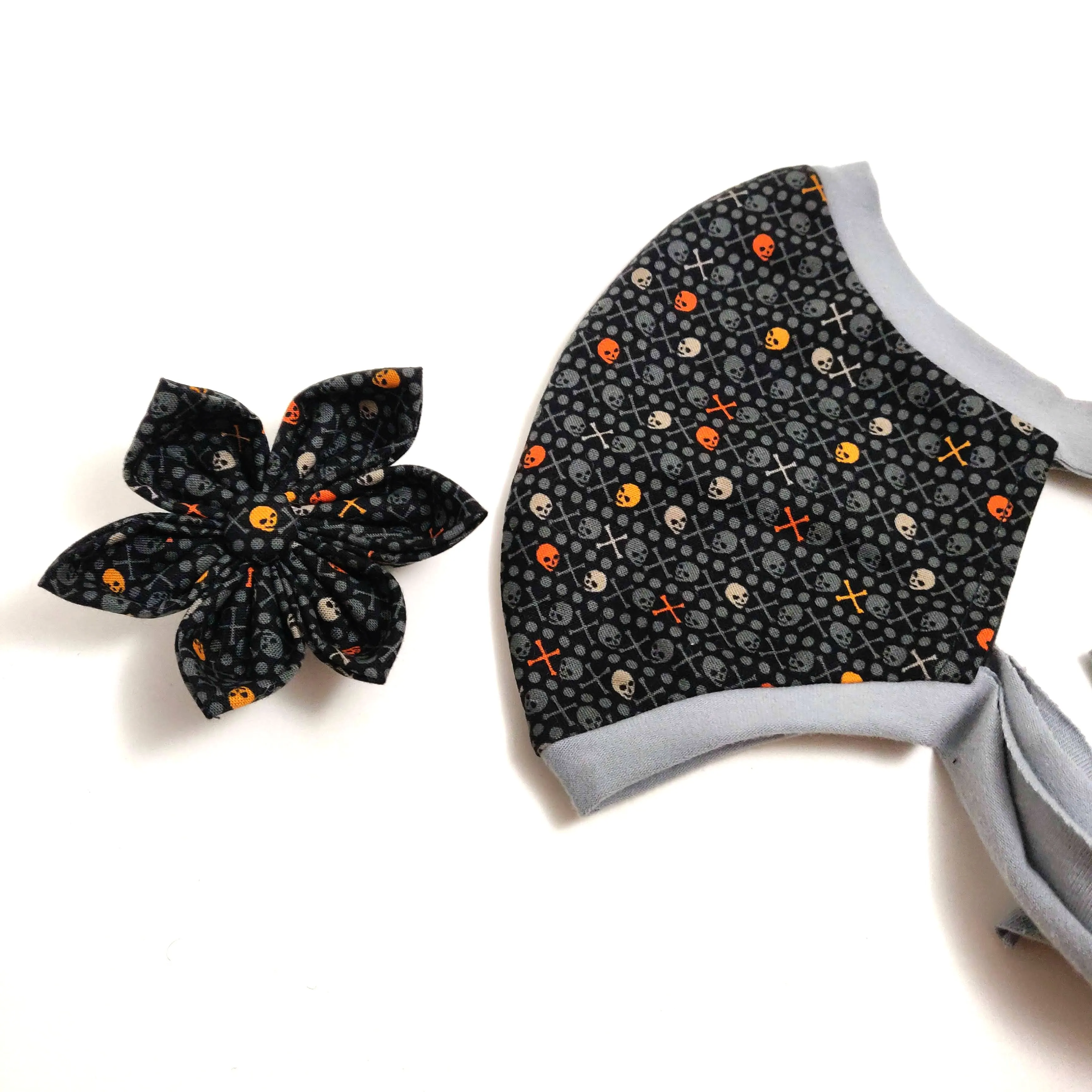 Skulls and Bones Collar Flower/Bow Tie Charlotte's Pet