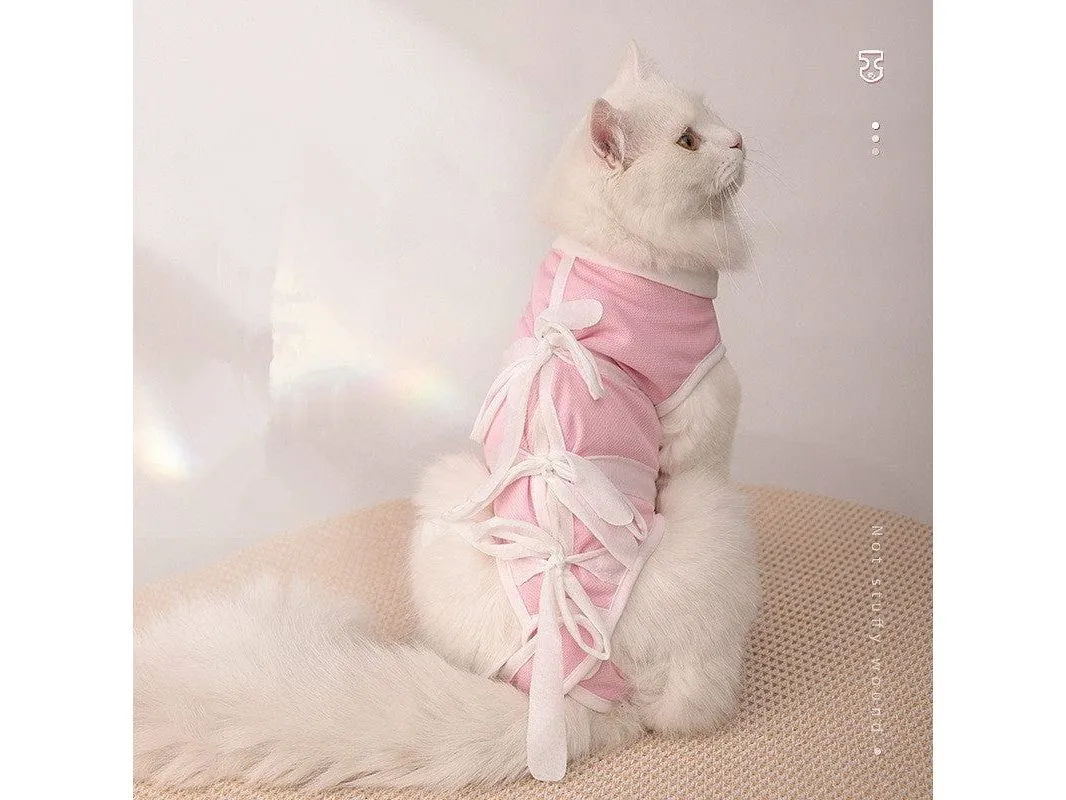 Strap Cat Surgical Gown Pink White Pets Qatar