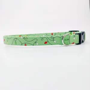 String Lights on Green Dog Collar/ Cat Collar Charlotte's Pet