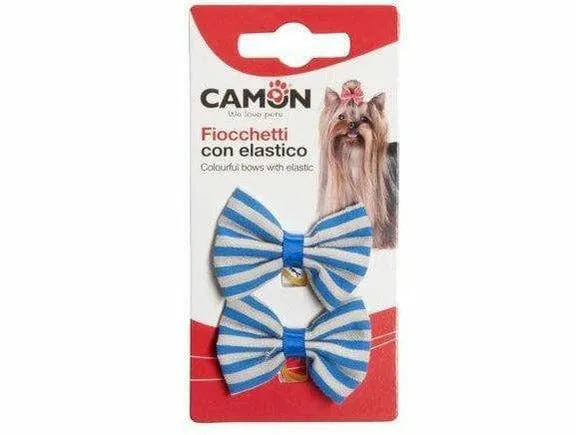 Striped bows with elastic band (2pcs) Pets Qatar