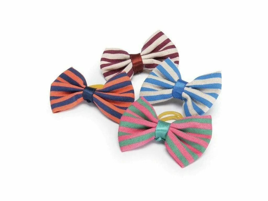 Striped bows with elastic band (2pcs) Pets Qatar