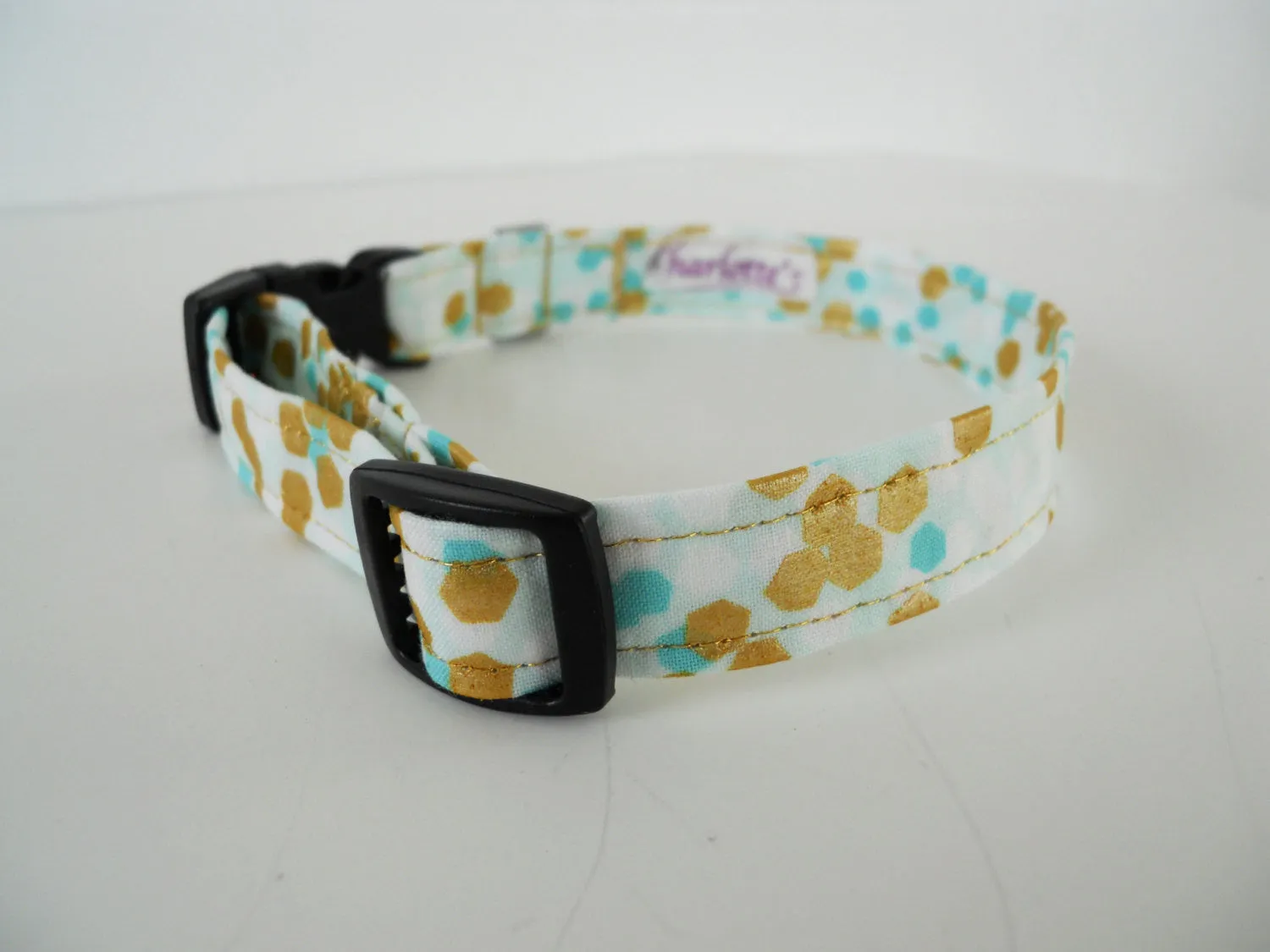 Teal and Gold  Polka Dot Collar Charlotte's Pet