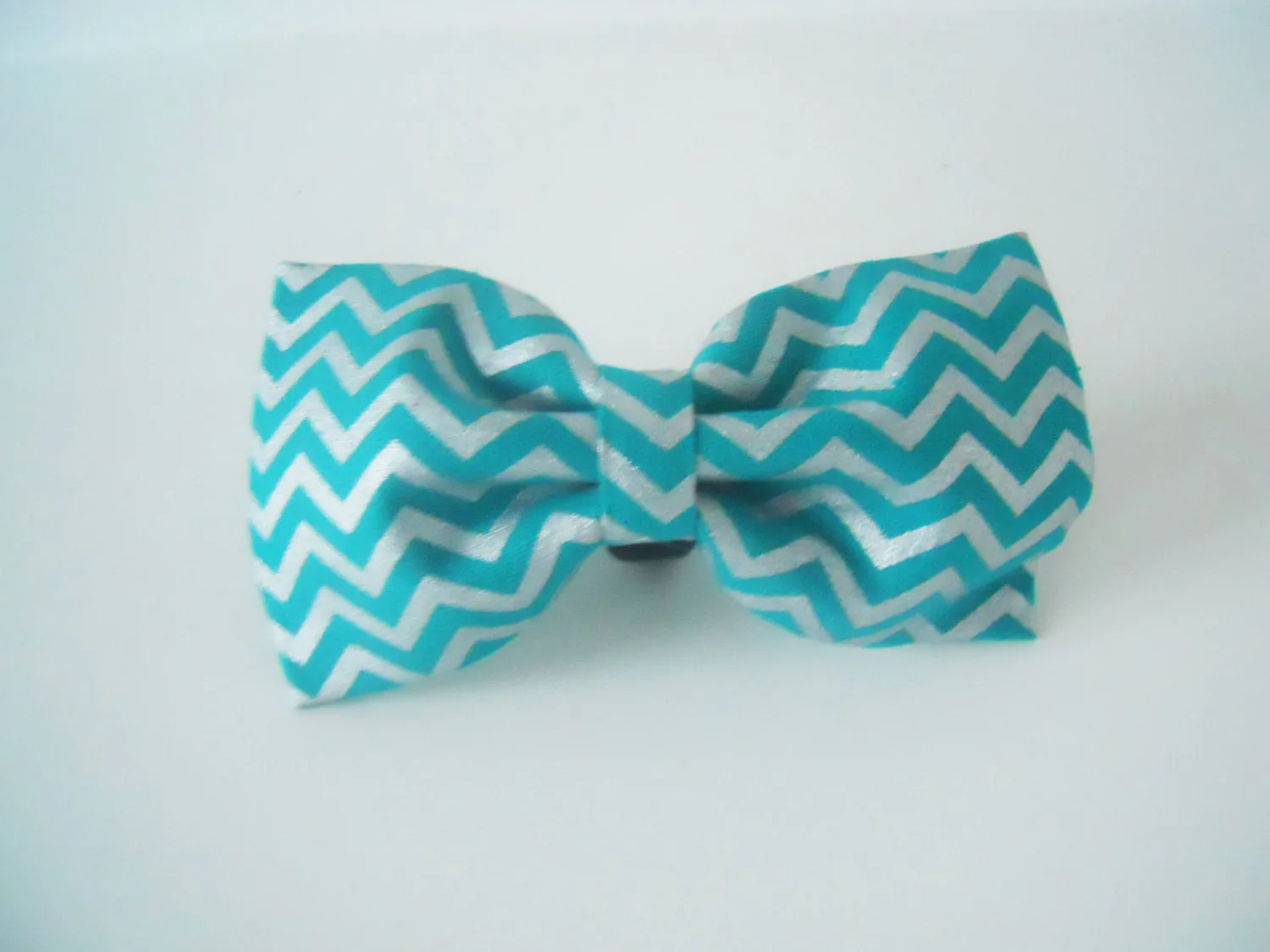 Teal and Silver Chevron Bow Tie/Flower Charlotte's Pet