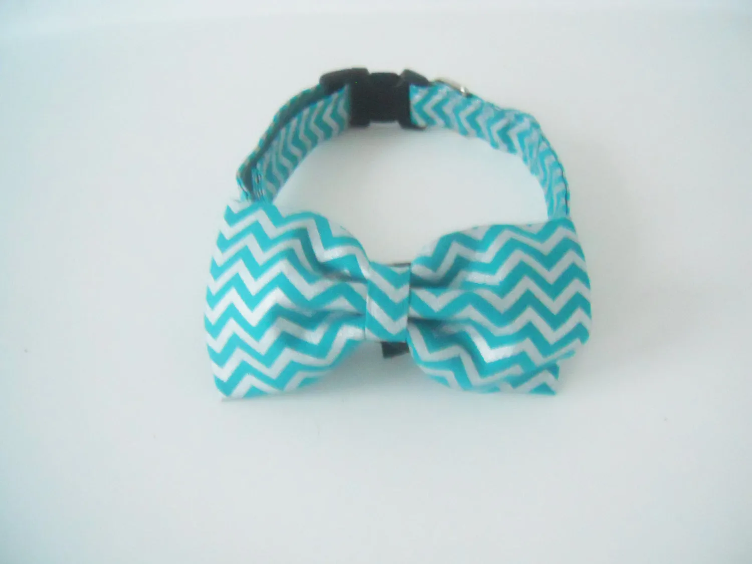 Teal and Silver Chevron Bow Tie/Flower Charlotte's Pet