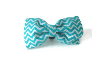 Teal and Silver Chevron Bow Tie/Flower Charlotte's Pet