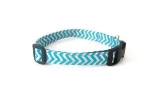 Teal and Silver Chevron Collar Charlotte's Pet