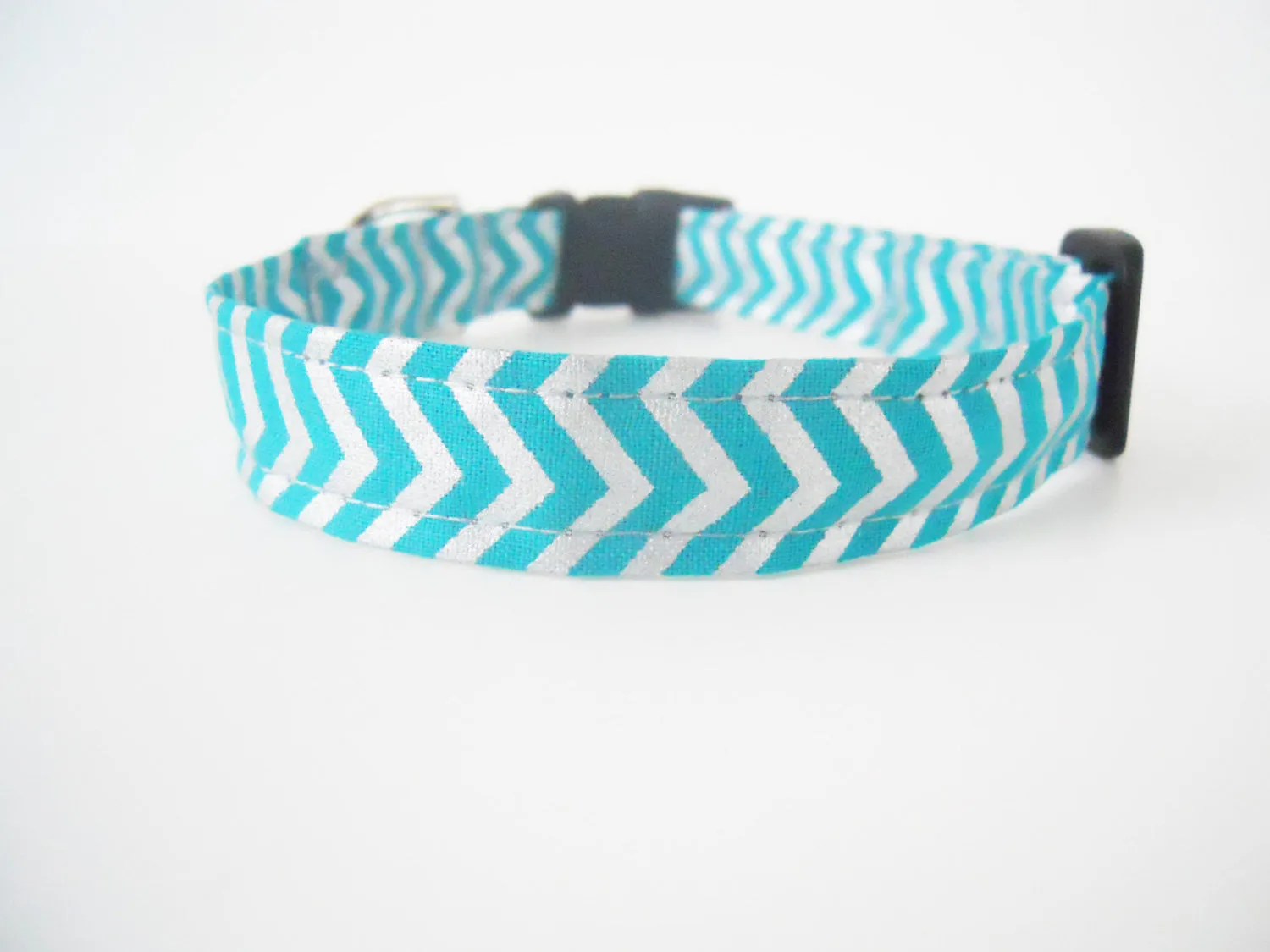 Teal and Silver Chevron Collar Charlotte's Pet